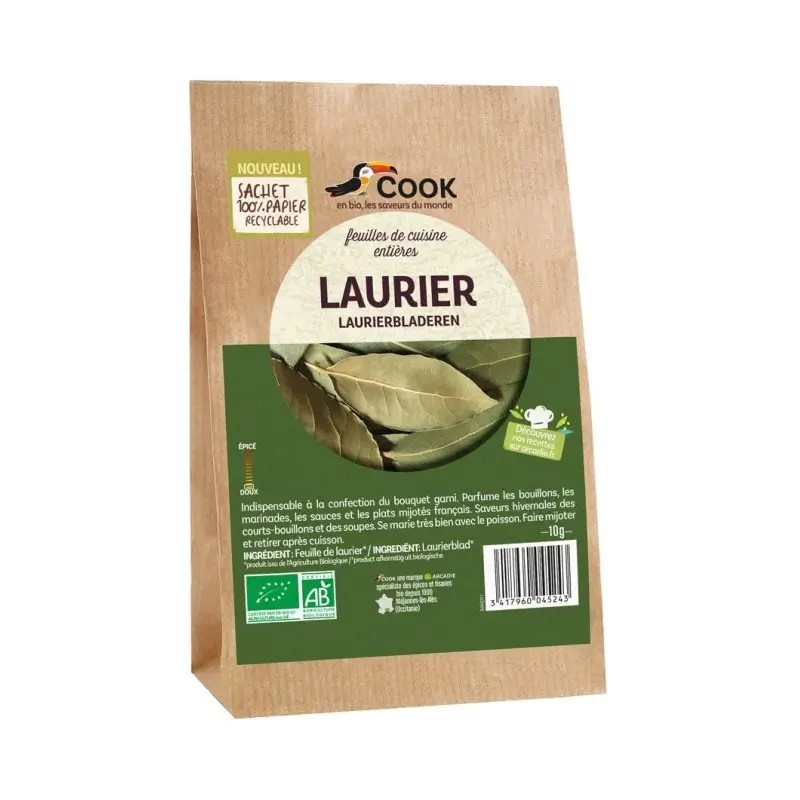 Laurier, feuilles de cuisine entière 10g Cook  dans votre magasin bio en ligne Etiketbio.eu