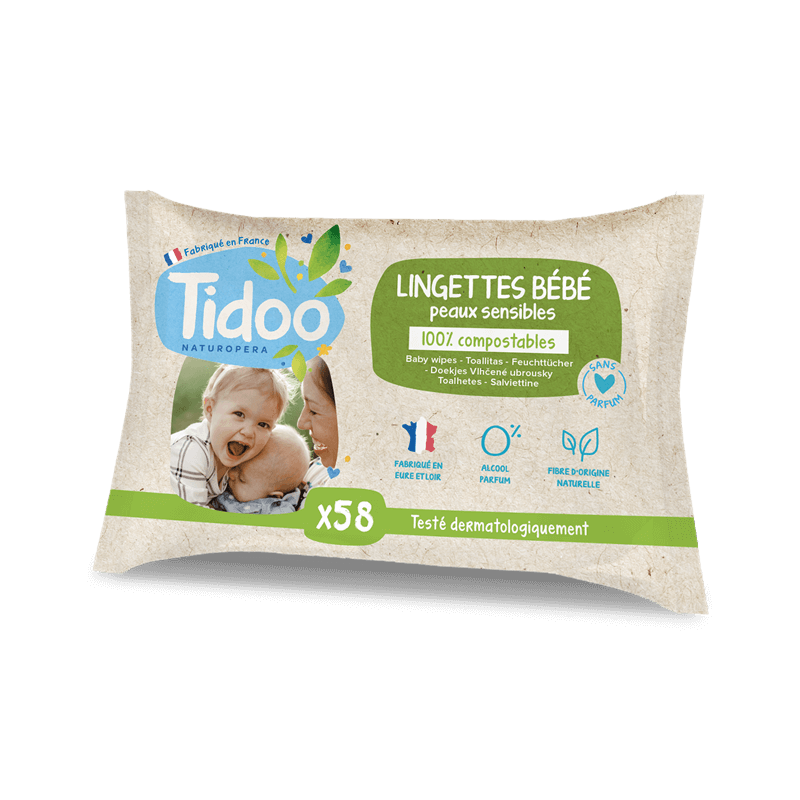 58 lingettes calendula sans parfum Tidoo  dans votre magasin bio en ligne Etiketbio.eu