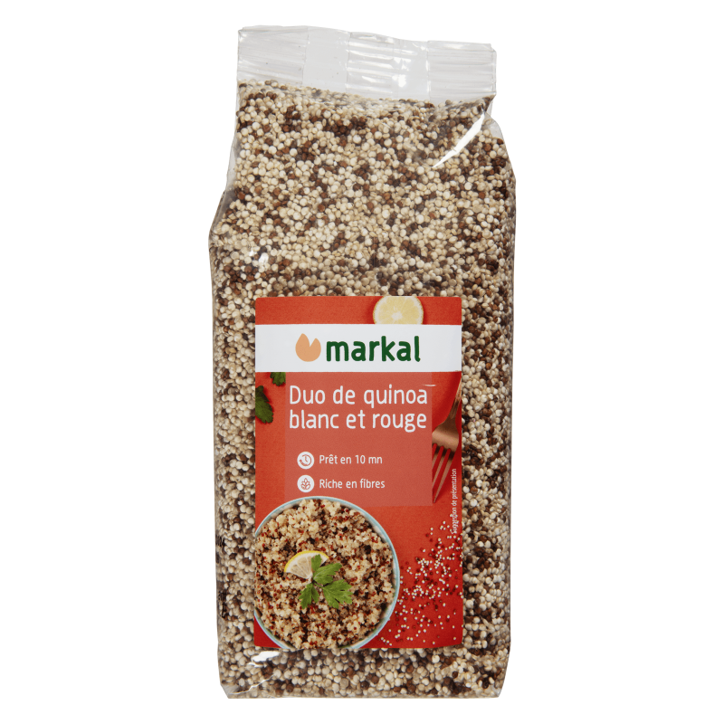 Duo de quinoa rouge et blanc 500 g Markal dans votre magasin bio en ligne Etiketbio.eu Duo de quinoa rouge et blanc 500 g Markal dans votre magasin bio en ligne Etiketbio.eu