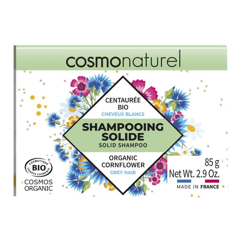 SHAMPOOING SOLIDE CHEVEUX BLANCS Centaurée BIO 85g Cosmo Naturel dans votre magasin bio en ligne Etiketbio.eu SHAMPOOING SOLIDE CHEVEUX BLANCS Centaurée BIO 85g Cosmo Naturel dans votre magasin bio en ligne Etiketbio.eu