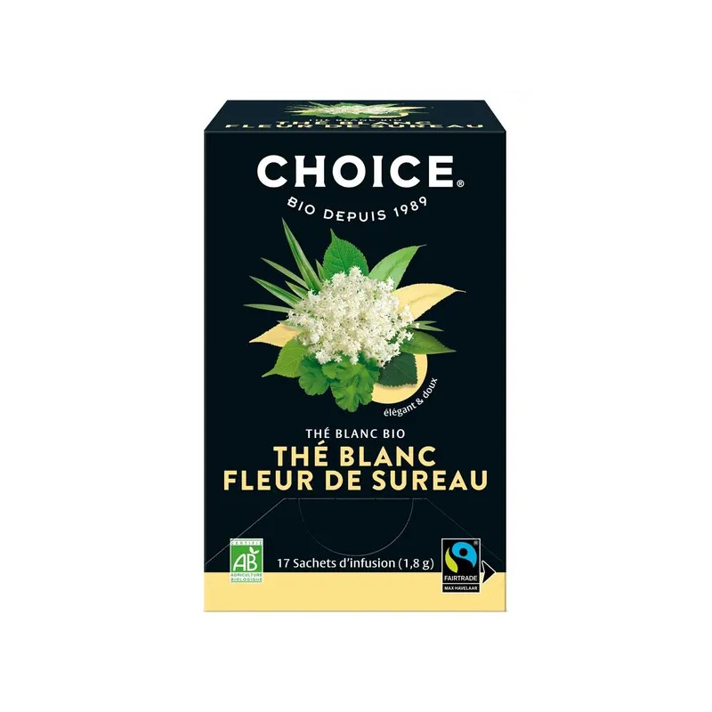 Thé Blanc Fleur de Sureau Bio 17 Sachets Choice dans votre magasin bio en ligne Etiketbio.eu Thé Blanc Fleur de Sureau Bio 17 Sachets Choice dans votre magasin bio en ligne Etiketbio.eu
