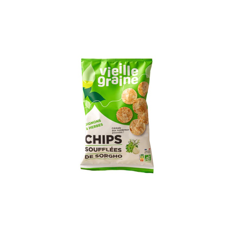 Chips Soufflées Sorgho Oignon & Herbes 60g Vieille Graine dans votre magasin bio en ligne Etiketbio.eu Chips Soufflées Sorgho Oignon & Herbes 60g Vieille Graine dans votre magasin bio en ligne Etiketbio.eu