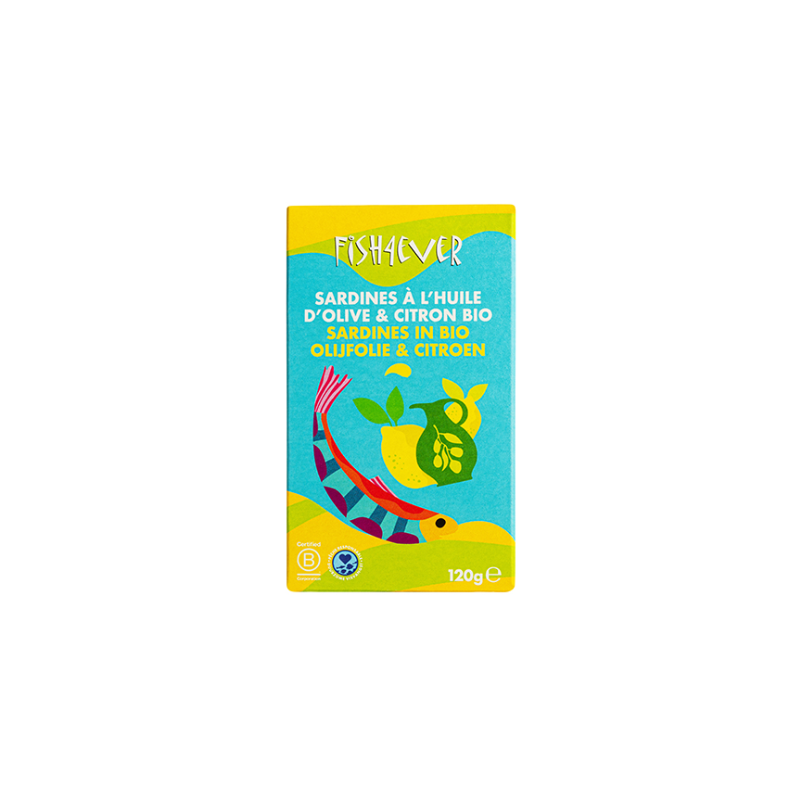Sardines Huile d’Olive & Citron 120g Fish4ever  dans votre magasin bio en ligne Etiketbio.eu