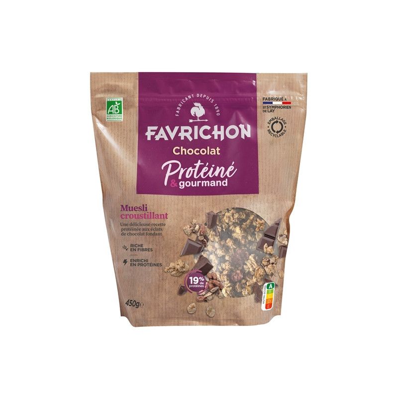 Muesli protéiné chocolat 450g - Favrichon Favrichon  dans votre magasin bio en ligne Etiketbio.eu