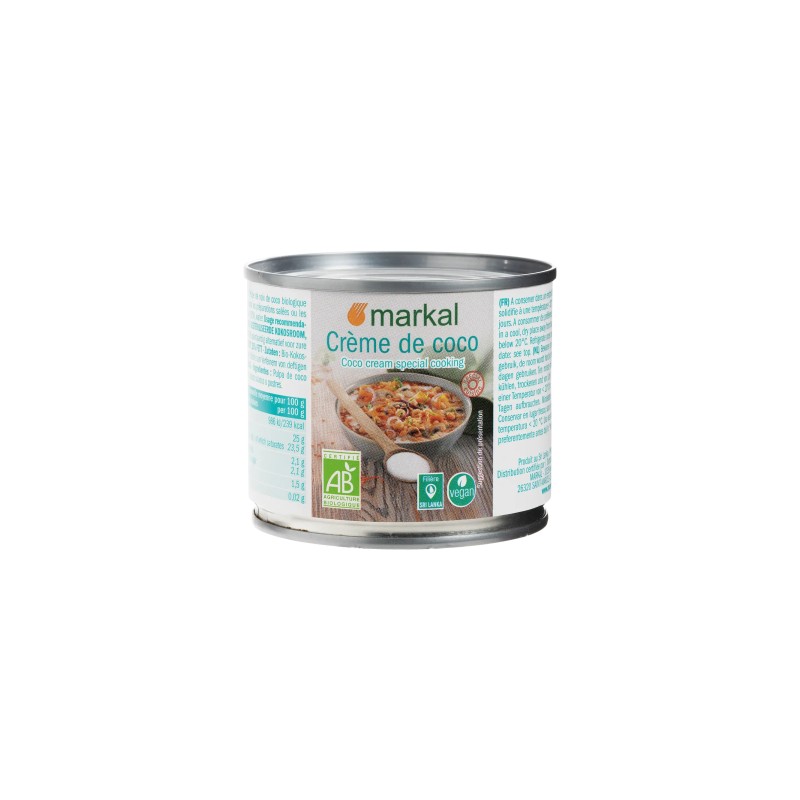 Crème de coco 200ml - Markal Markal  dans votre magasin bio en ligne Etiketbio.eu