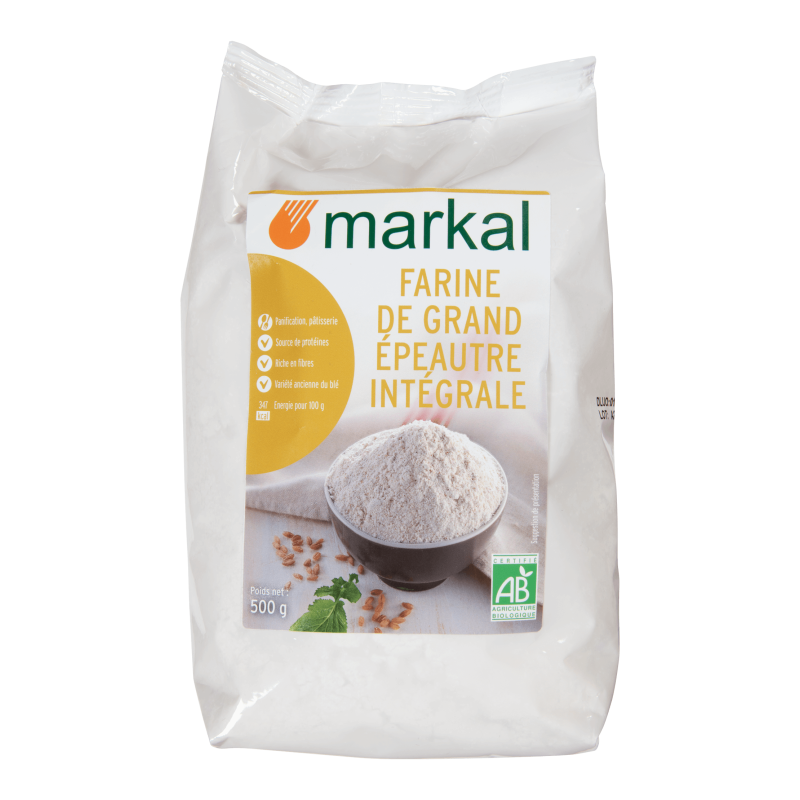Farine grand épeautre intégrale 500g - Markal Markal  dans votre magasin bio en ligne Etiketbio.eu