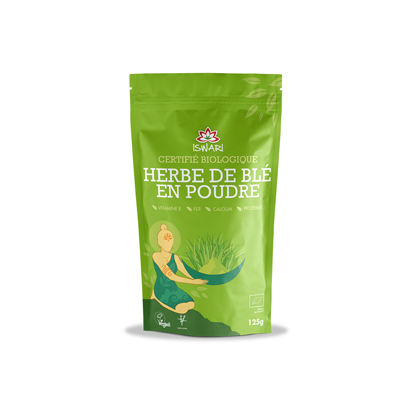 Herbe de Blé Bio en Poudre 125g | Iswari  Iswari  dans votre magasin bio en ligne Etiketbio.eu