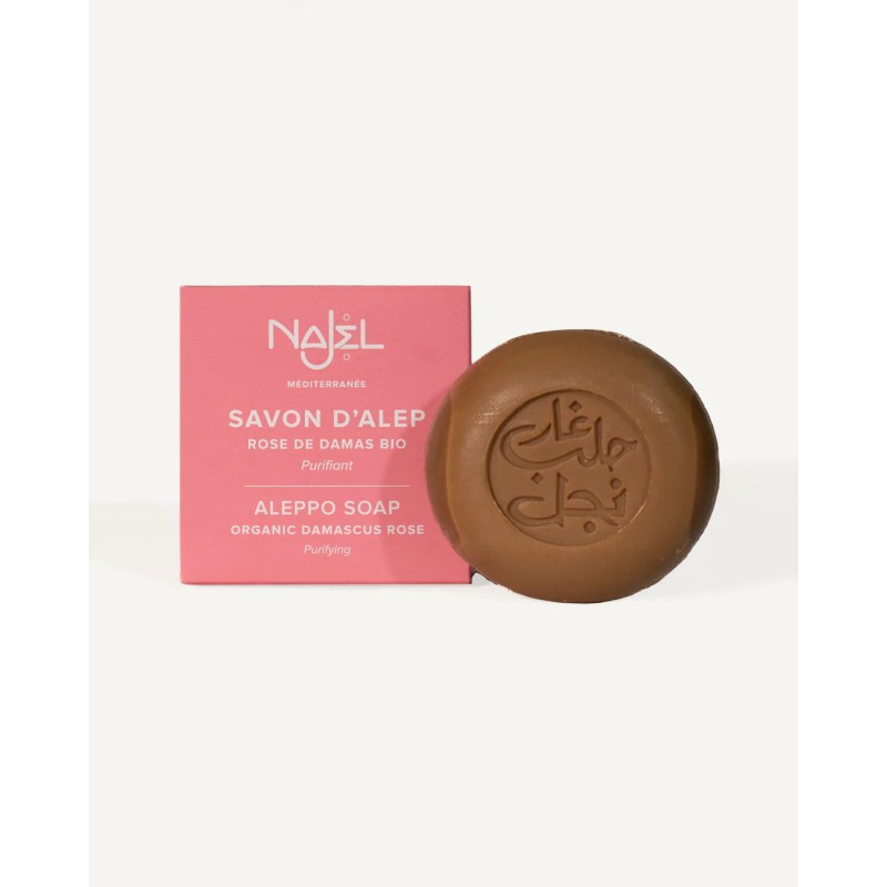 Savon d’Alep rose de Damas bio 100g – Najel Najel   dans votre magasin bio en ligne Etiketbio.eu