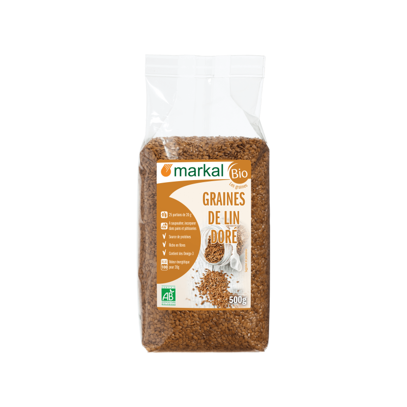 Graines de lin doré 500 g – Markal Markal  dans votre magasin bio en ligne Etiketbio.eu