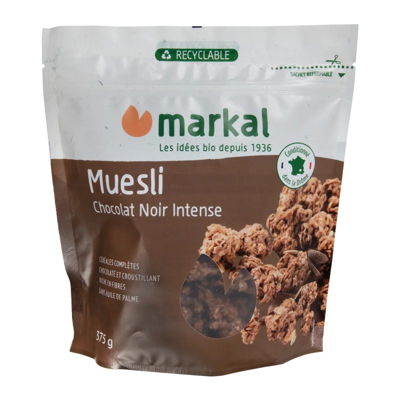 Muesli croustillant chocolat noir 375g - Markal Markal dans votre magasin bio en ligne Etiketbio.eu Muesli croustillant chocolat noir 375g - Markal Markal dans votre magasin bio en ligne Etiketbio.eu