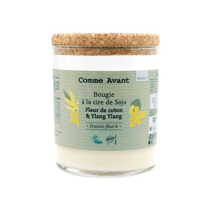 Bougie soja Fleur coton & Ylang Ylang Comme Avant Comme avant  dans votre magasin bio en ligne Etiketbio.eu