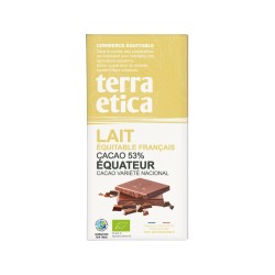 Tablette chocolat lait 53% de cacao 100g Terra Etica dans votre magasin bio en ligne Etiketbio.eu