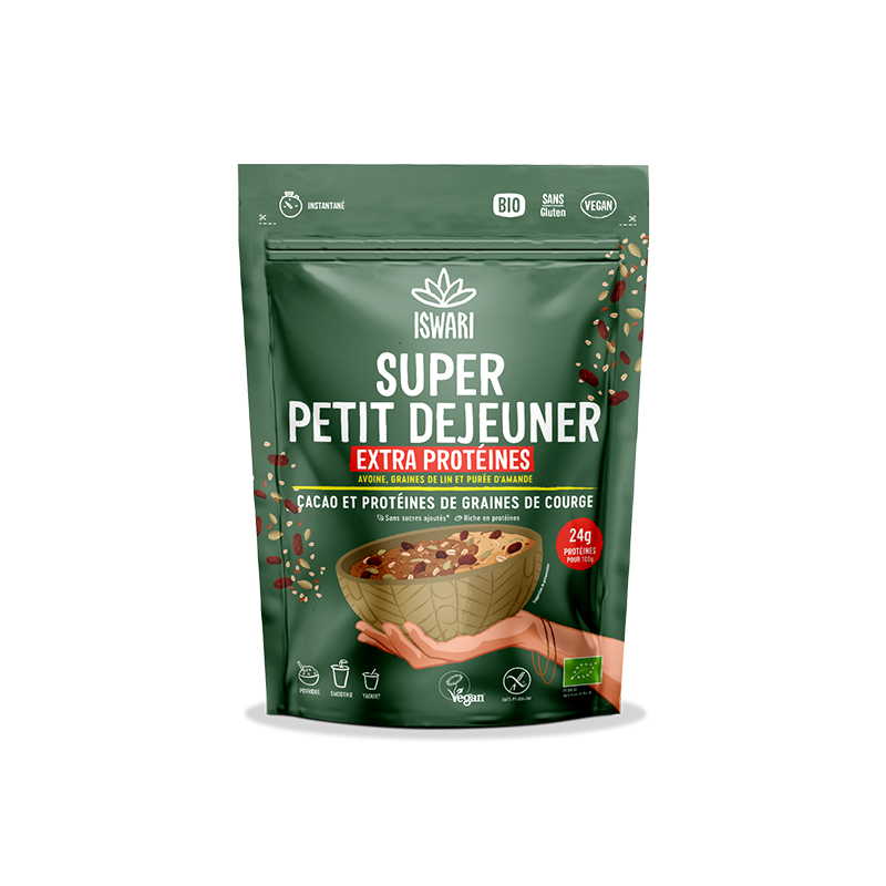 Super Petit Déjeuner Extra Protéine Cacao Bio 360g Iswari Iswari dans votre magasin bio en ligne Etiketbio.eu Super Petit Déjeuner Extra Protéine Cacao Bio 360g Iswari Iswari dans votre magasin bio en ligne Etiketbio.eu