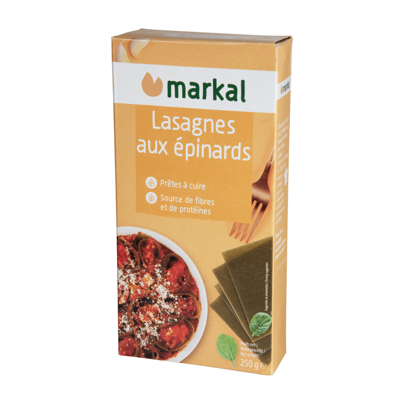 Lasagnes aux epinards 250gr Markal  dans votre magasin bio en ligne Etiketbio.eu