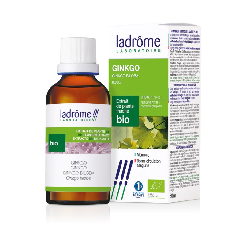 Teinture Mère Ginkgo Bio 50ml – Ladrôme Ladrôme  dans votre magasin bio en ligne Etiketbio.eu