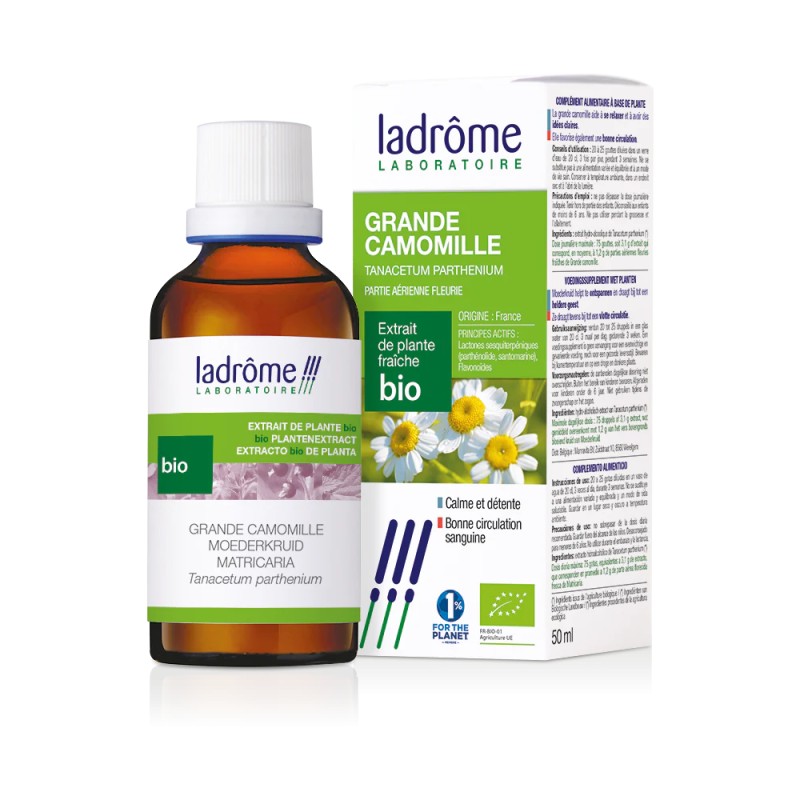 Teinture Mère Grande Camomille Bio 50ml – Ladrôme Ladrôme dans votre magasin bio en ligne Etiketbio.eu Teinture Mère Grande Camomille Bio 50ml – Ladrôme Ladrôme dans votre magasin bio en ligne Etiketbio.eu