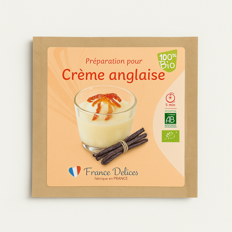 Crème Anglaise Bio 30g – France Délices France Délice  dans votre magasin bio en ligne Etiketbio.eu