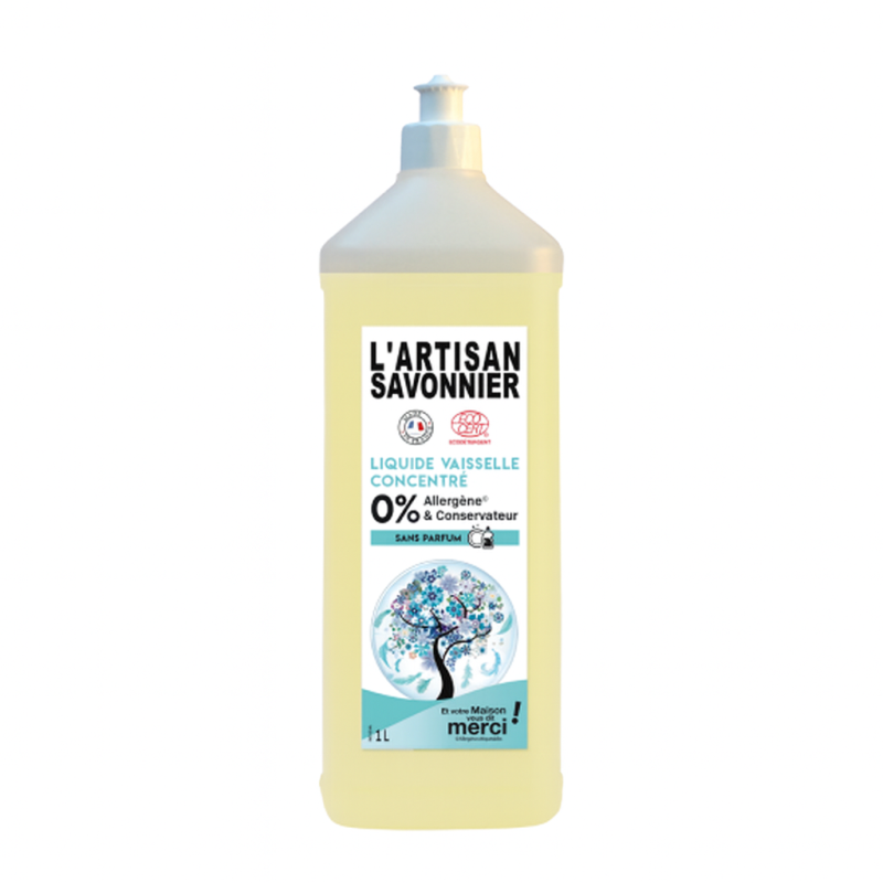 Liquide Vaisselle 0% Allergène L’Artisan Savonnier L'artisant savonnier  dans votre magasin bio en ligne Etiketbio.eu