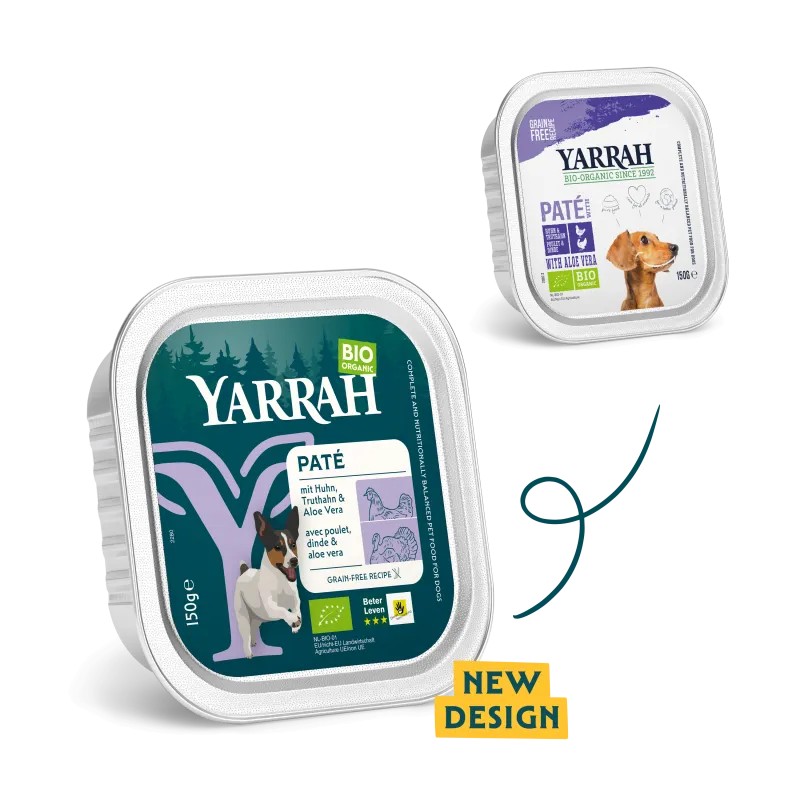 Yarrah Barquette Poulet Dinde Aloe Vera Chien 150 g Yarrah  dans votre magasin bio en ligne Etiketbio.eu