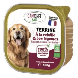 Terrine Volaille & Légumes Bio Chien 300 g Canichef Canichef Bio  dans votre magasin bio en ligne Etiketbio.eu