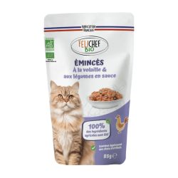 Émincés Volaille Chat Stérilisé 85 g Felichef Felichef bio  dans votre magasin bio en ligne Etiketbio.eu