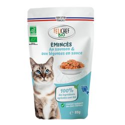Émincés Saumon Chat Stérilisé 85 g Felichef Felichef bio  dans votre magasin bio en ligne Etiketbio.eu