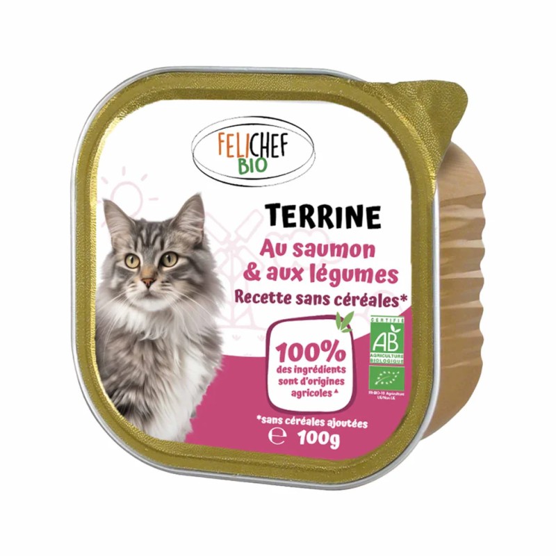 Terrine Saumon & Légumes Chat 100 g Felichef Felichef bio  dans votre magasin bio en ligne Etiketbio.eu