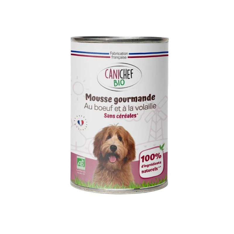 Mousse Bœuf & Volaille Sans Céréales 400 g Canichef Canichef Bio  dans votre magasin bio en ligne Etiketbio.eu