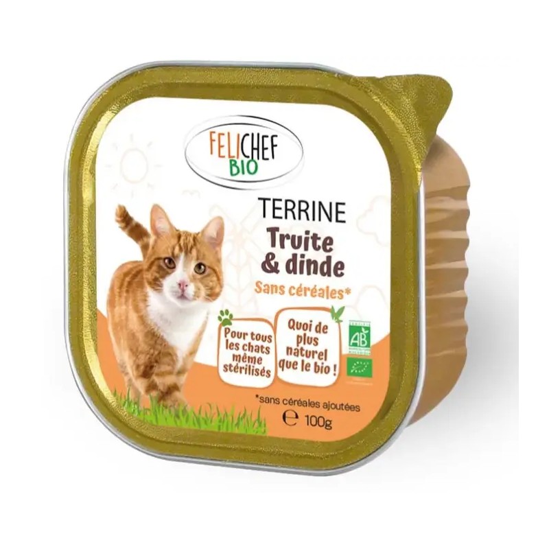 Barquette Chat Truite 100 g Felichef Bio Felichef bio  dans votre magasin bio en ligne Etiketbio.eu
