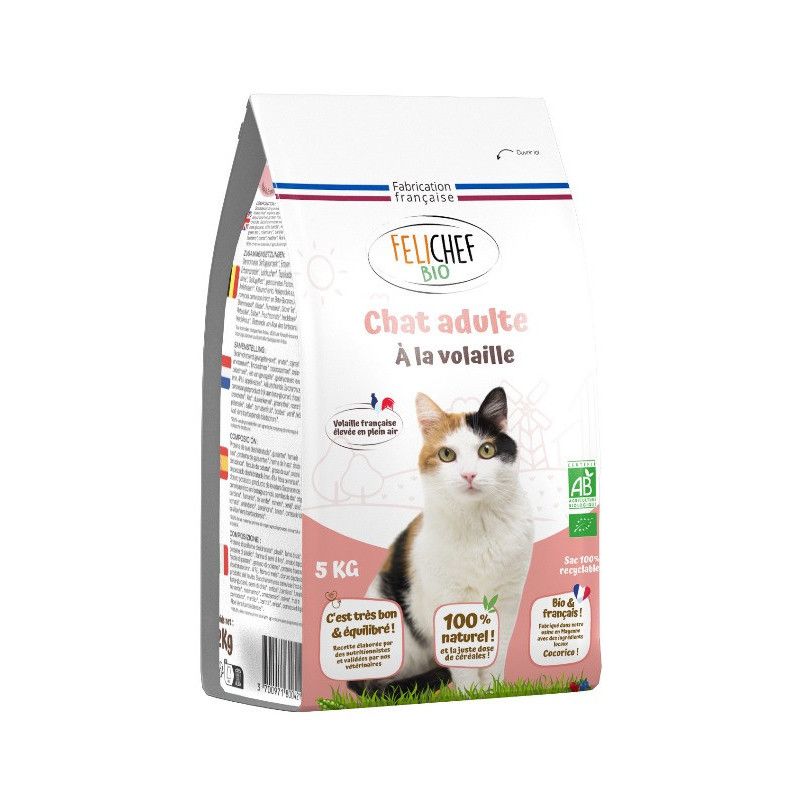 Croquettes Bio Volaille & Légumes Chat Adulte Felichef Felichef bio  dans votre magasin bio en ligne Etiketbio.eu