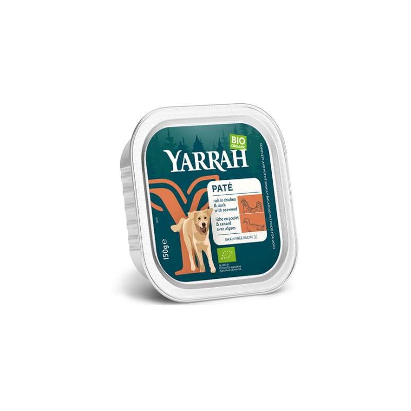 Pâtée chien sans céréales canard poulet 150g – Yarrah Yarrah dans votre magasin bio en ligne Etiketbio.eu Pâtée chien sans céréales canard poulet 150g – Yarrah Yarrah dans votre magasin bio en ligne Etiketbio.eu