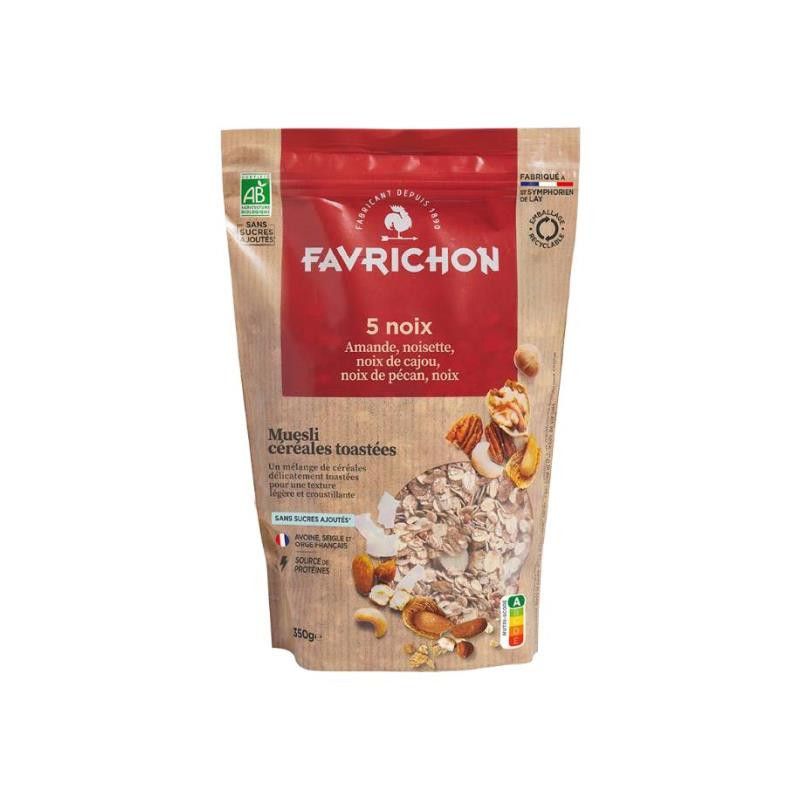 Muesli céréales toastées 5 noix 350 g Favrichon Favrichon dans votre magasin bio en ligne Etiketbio.eu Muesli céréales toastées 5 noix 350 g Favrichon Favrichon dans votre magasin bio en ligne Etiketbio.eu