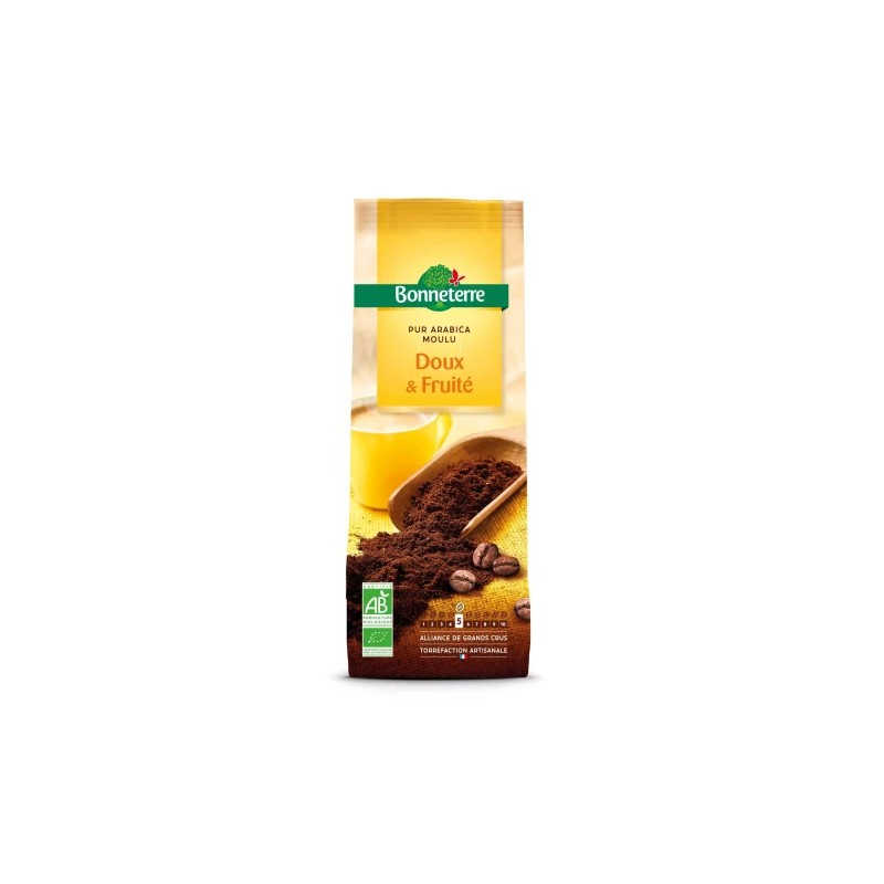 Cafe moulu doux fruite pur arabica 250g Bonneterre  dans votre magasin bio en ligne Etiketbio.eu Cafe moulu doux fruite pur arabica 250g Bonneterre  dans votre magasin bio en ligne Etiketbio.eu