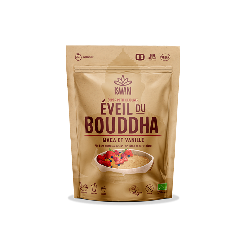 Éveil du Bouddha Maca Vanille 360g Iswari Iswari  dans votre magasin bio en ligne Etiketbio.eu