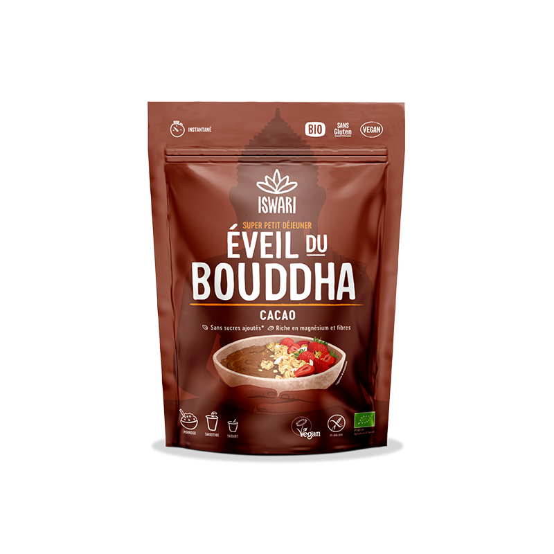 Éveil du Bouddha Cacao Cru 360g Iswari Iswari  dans votre magasin bio en ligne Etiketbio.eu