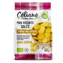 Mini biscuits parmesan poivre Céliane 100g Les Recettes de Céliane  dans votre magasin bio en ligne Etiketbio.eu