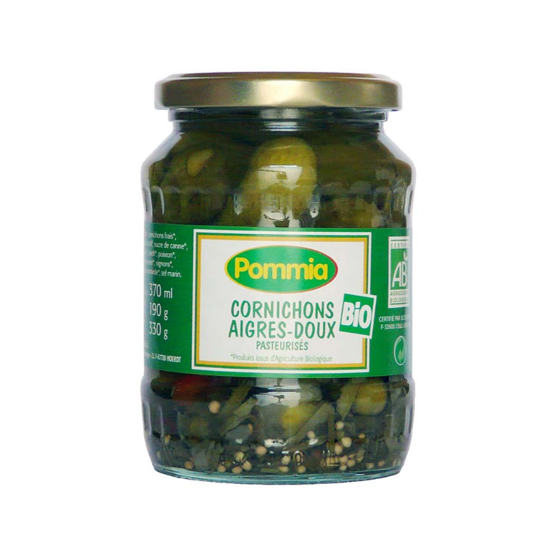 Cornichons aigres-doux 37 cl Pommia POMMIA  dans votre magasin bio en ligne Etiketbio.eu