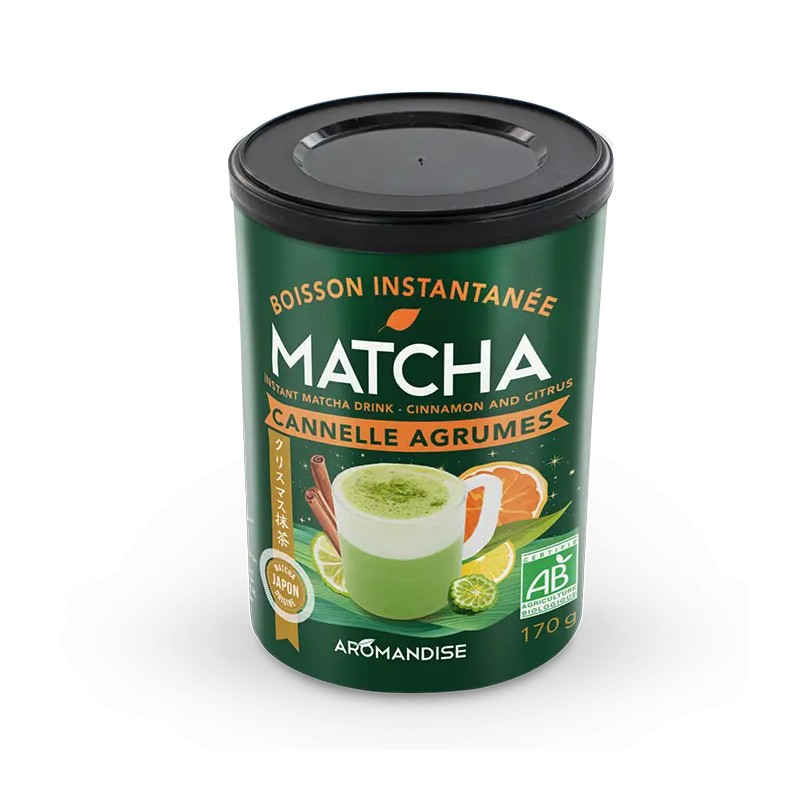 Matcha cannelle agrumes Aromandise – 170 g Aromandise  dans votre magasin bio en ligne Etiketbio.eu Matcha cannelle agrumes Aromandise – 170 g Aromandise  dans votre magasin bio en ligne Etiketbio.eu