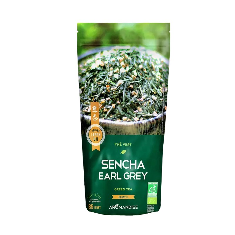 Thé vert Sencha Earl Grey Aromandise 85 g Aromandise  dans votre magasin bio en ligne Etiketbio.eu Thé vert Sencha Earl Grey Aromandise 85 g Aromandise  dans votre magasin bio en ligne Etiketbio.eu
