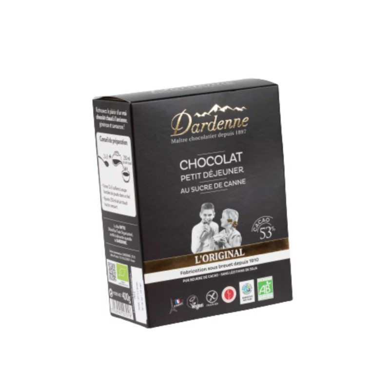 Chocolat en poudre sucre de canne 400 g Dardenne  dans votre magasin bio en ligne Etiketbio.eu