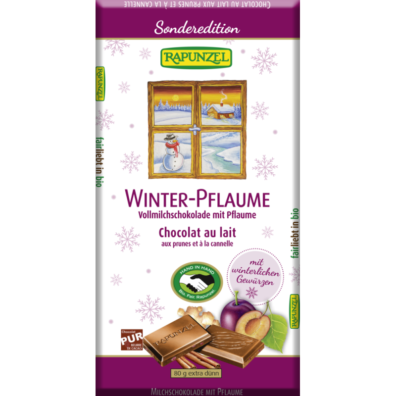 Chocolat lait prunes & cannelle Rapunzel 80g Rapunzel  dans votre magasin bio en ligne Etiketbio.eu