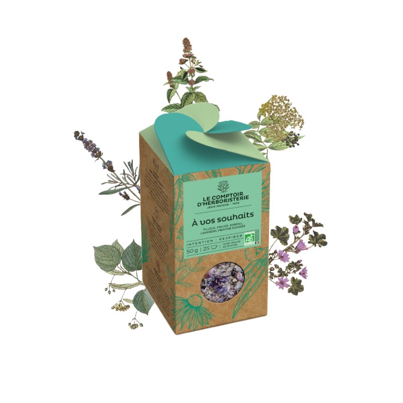 Tisane À vos souhaits bio 50g Le Comptoir d'Herboristerie  dans votre magasin bio en ligne Etiketbio.eu