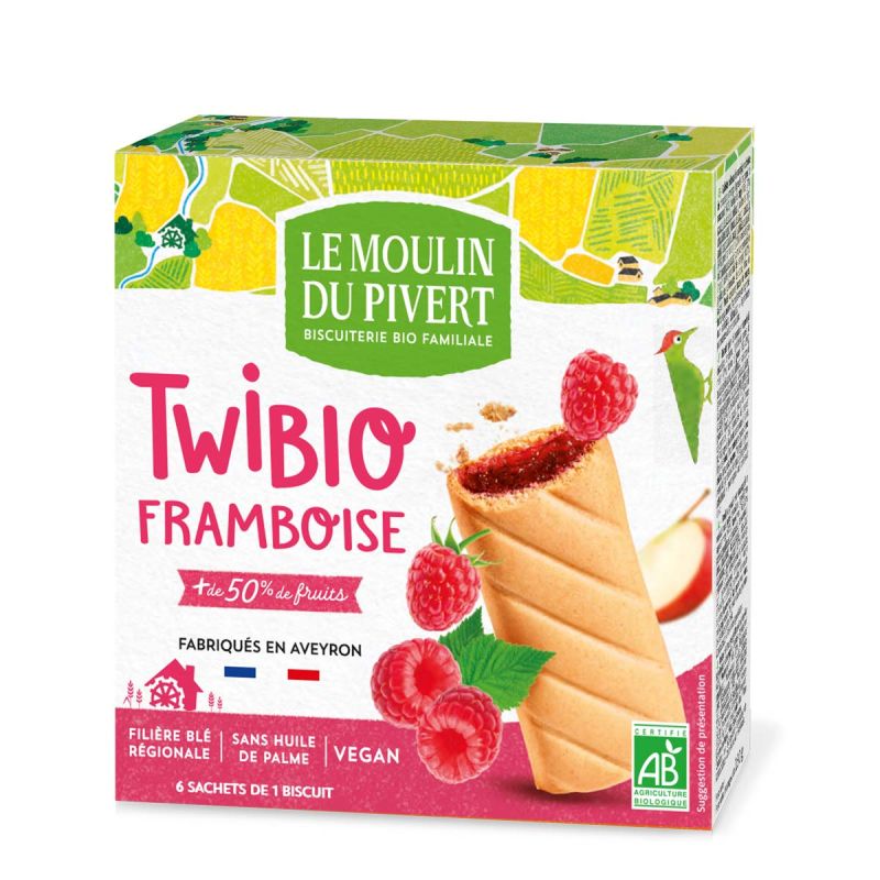 Twibio fourre framboise 150g Moulin du Pivert  dans votre magasin bio en ligne Etiketbio.eu