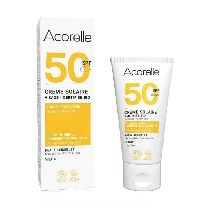 Crème solaire visage SPF50 Acorelle Acorelle  dans votre magasin bio en ligne Etiketbio.eu