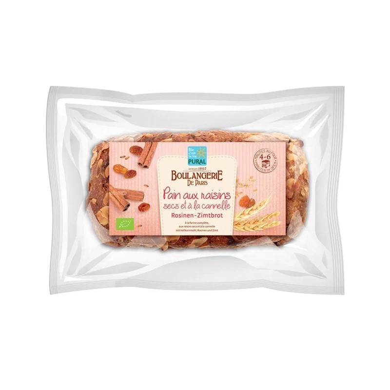 Pain Complet Raisins Cannelle 620g Puraliment Puraliment  dans votre magasin bio en ligne Etiketbio.eu