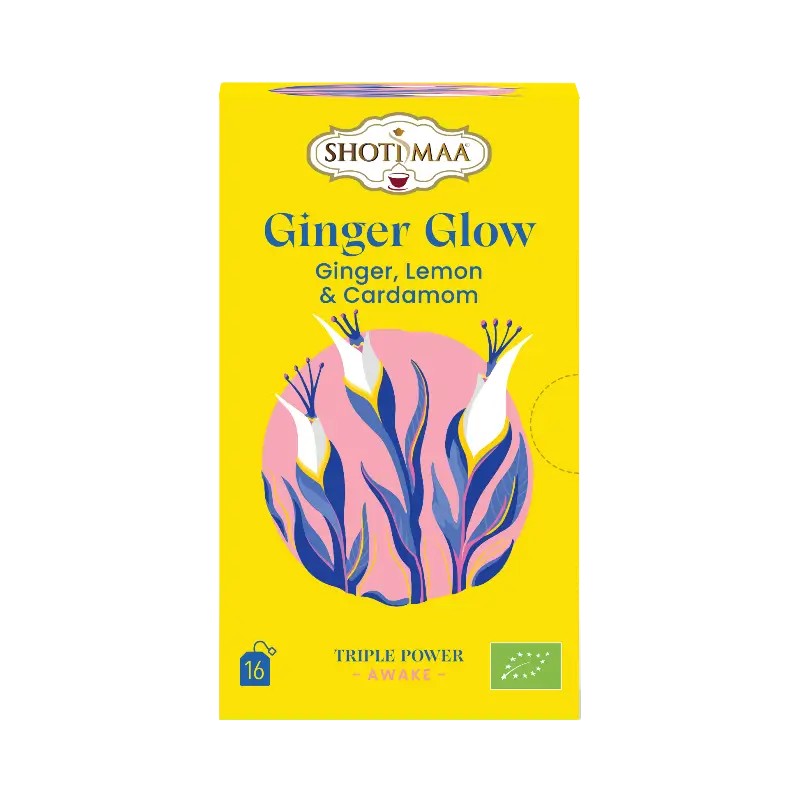 Ginger Glow bio gingembre citron 16 sachets Shoti Maa  dans votre magasin bio en ligne Etiketbio.eu