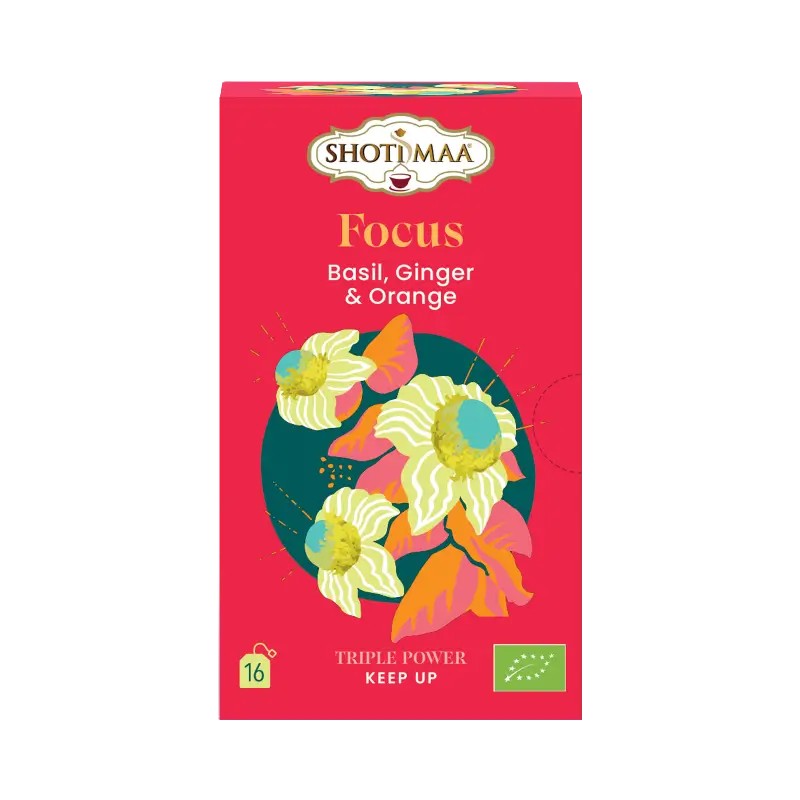 Infusion Focus basilic gingembre orange bio 16 sachets Shoti Maa  dans votre magasin bio en ligne Etiketbio.eu