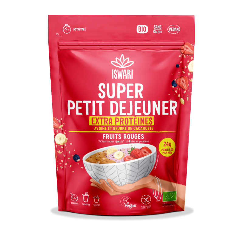 Super Petit Déjeuner fruits rouges 360g  Iswari  dans votre magasin bio en ligne Etiketbio.eu