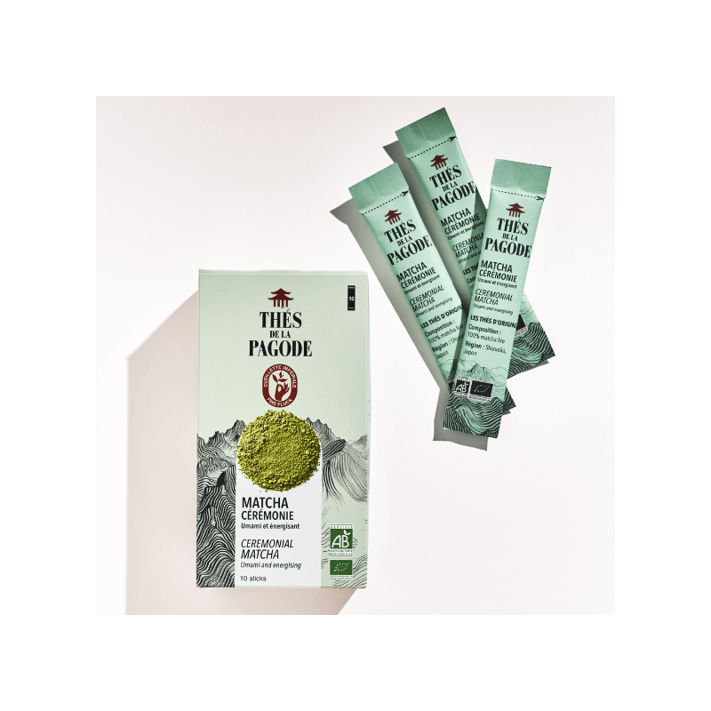 Matcha bio sticks Thés de la Pagode 10x1,5g  Les Thés de la Pagode  dans votre magasin bio en ligne Etiketbio.eu