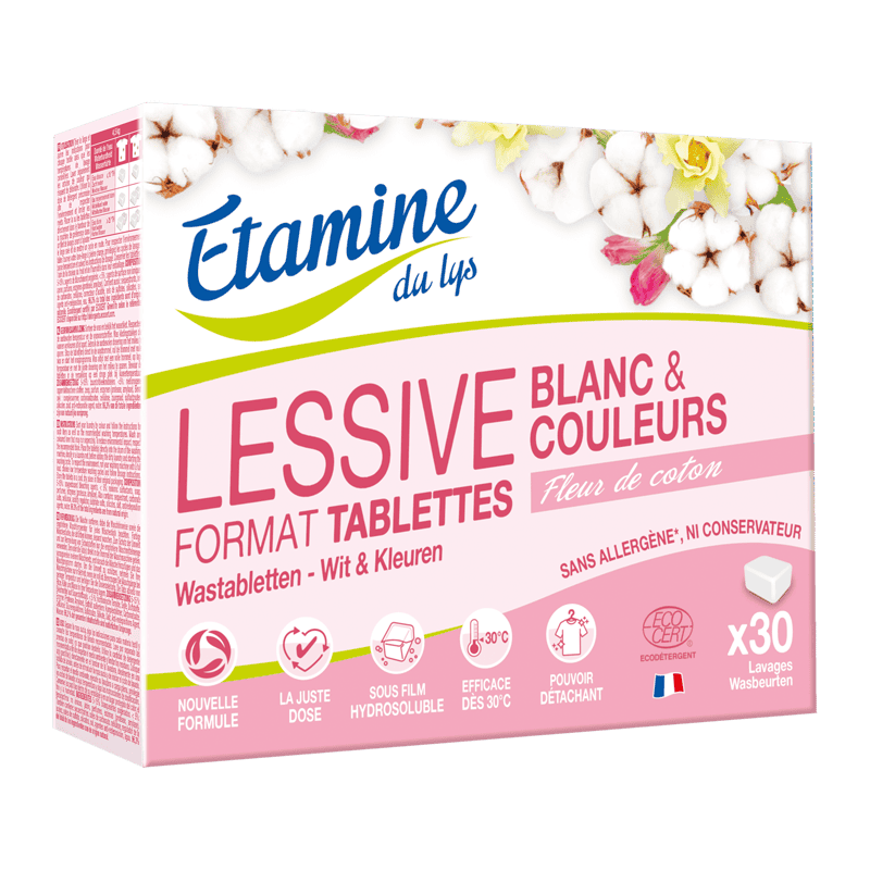 Lessive tablettes fleur de coton Etamine du Lys Etamine du Lys  dans votre magasin bio en ligne Etiketbio.eu